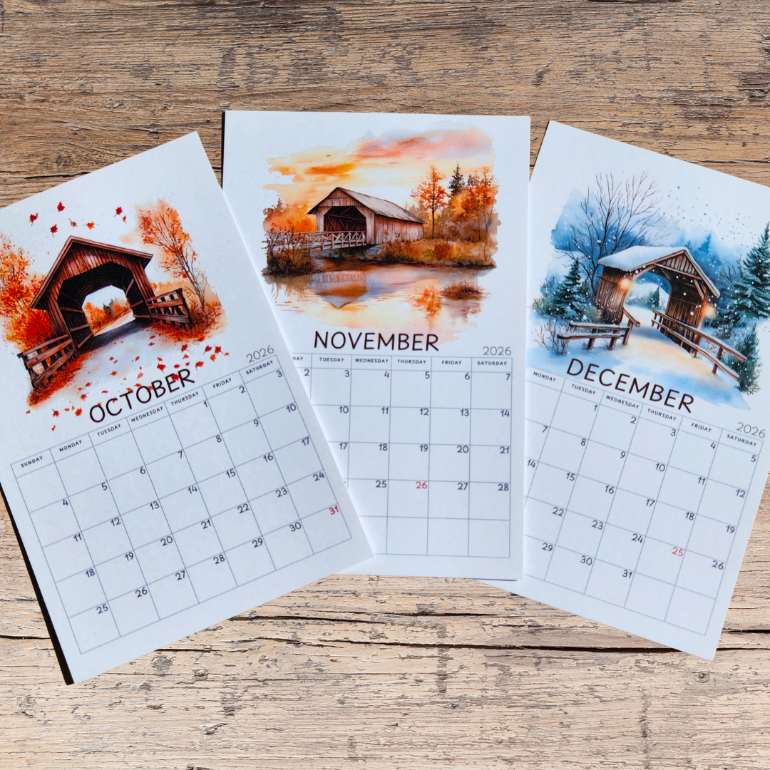 Covered Bridge Mini Desk Calendar