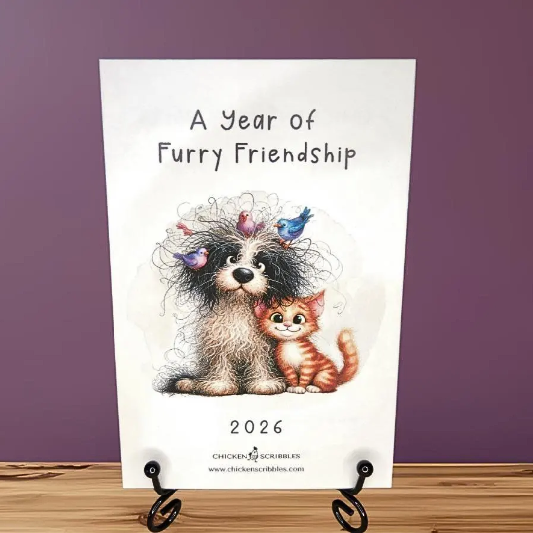 Whimsical Dog and Cat Mini Desk Calendar