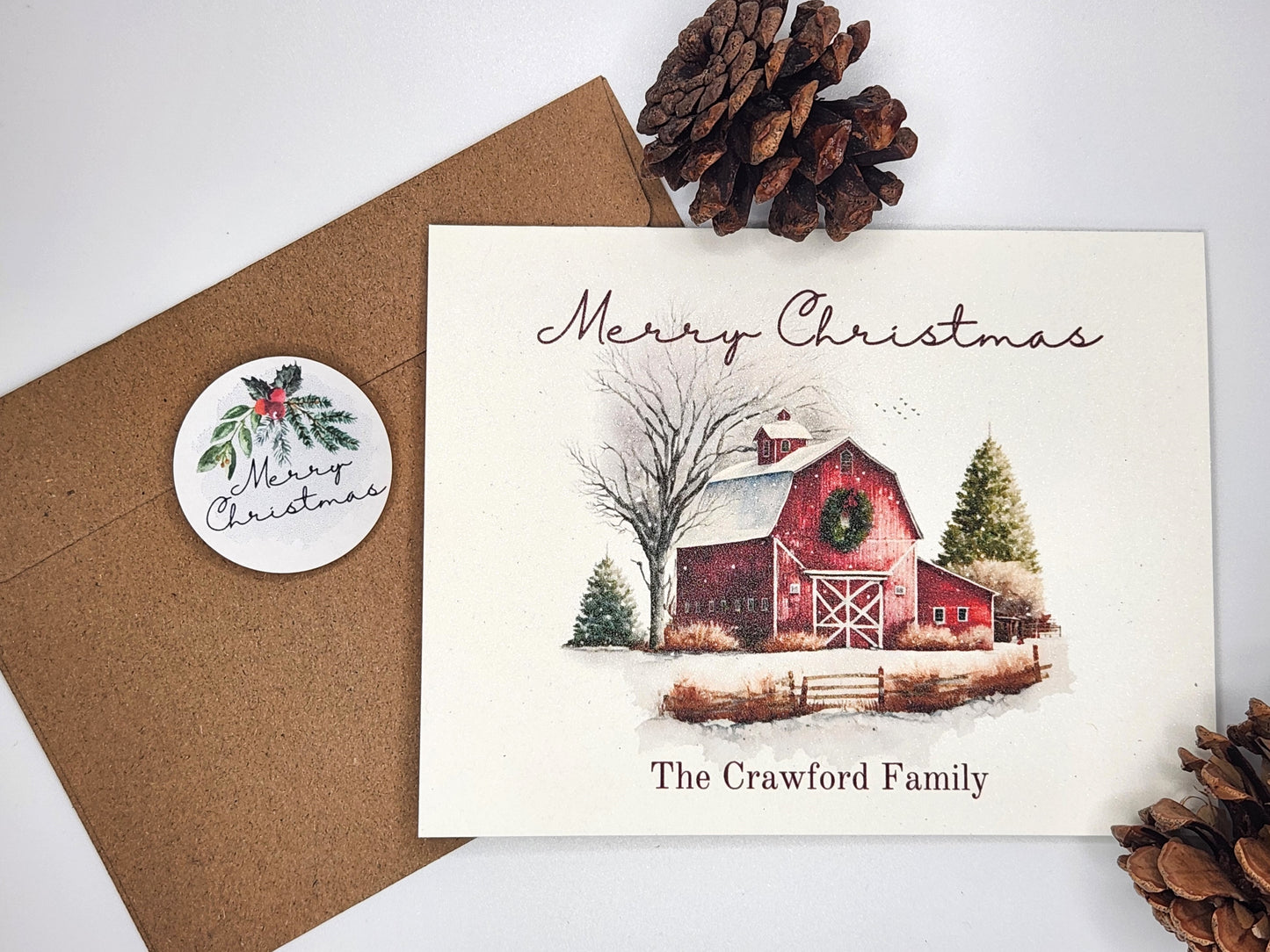 Rustic Barn Christmas - Folded Cards-Personalized