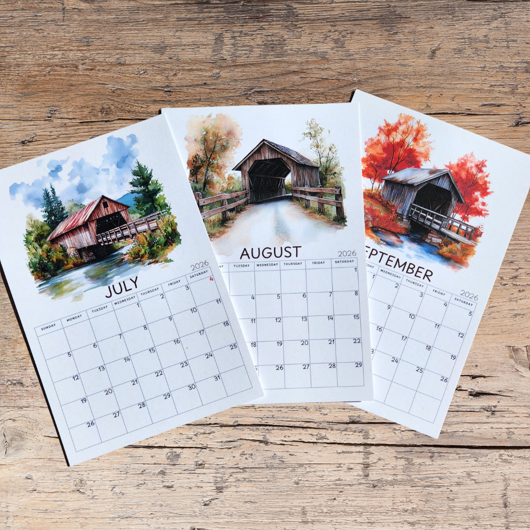 Covered Bridge Mini Desk Calendar