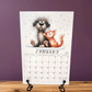 Whimsical Dog and Cat Mini Desk Calendar