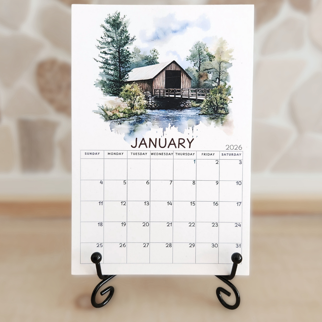 Covered Bridge Mini Desk Calendar