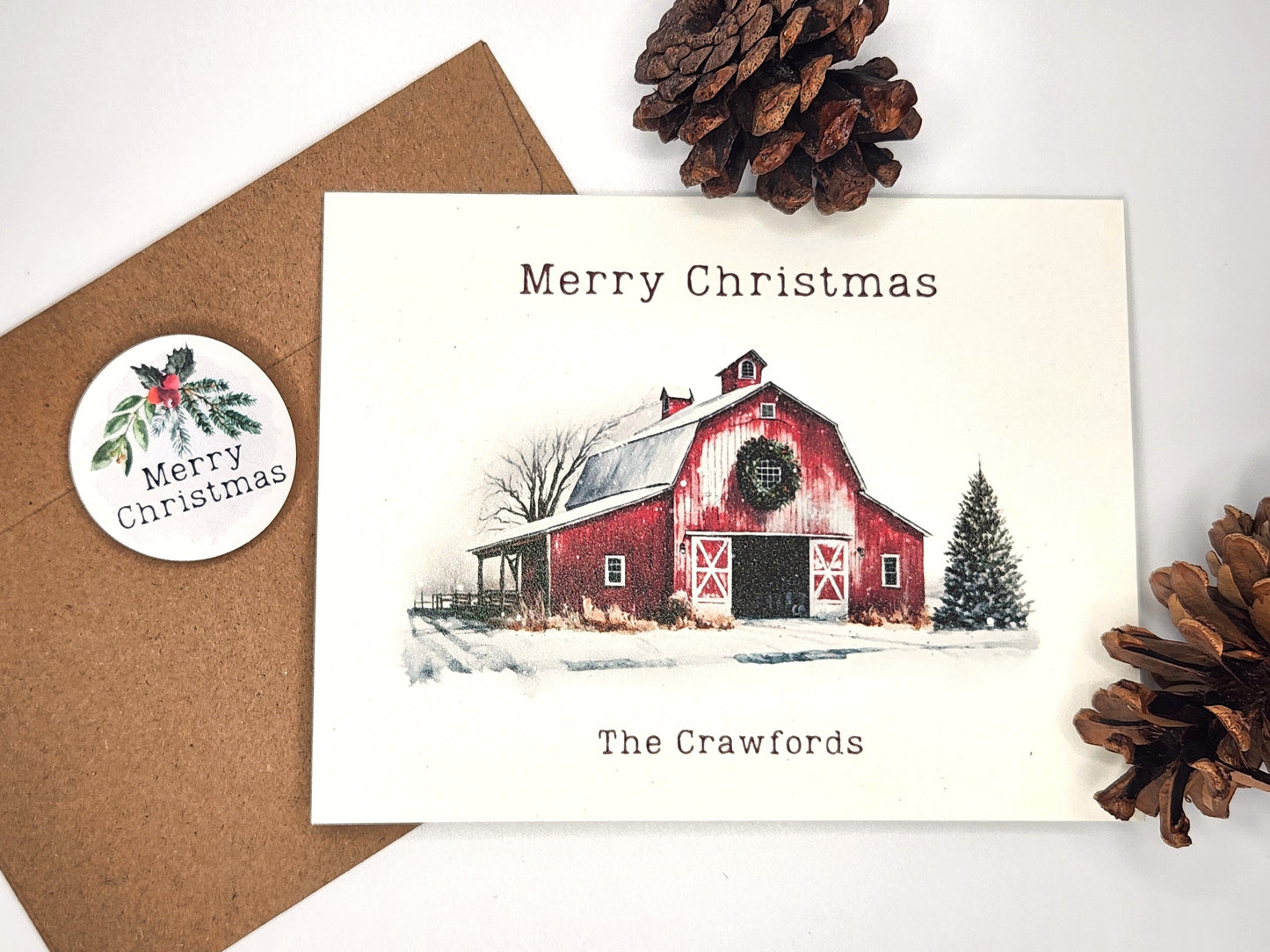 Rustic Barn Christmas - Folded Cards-Personalized