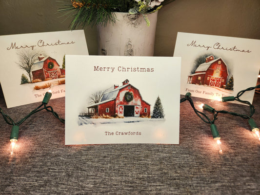 Rustic Barn Christmas - Folded Cards-Personalized