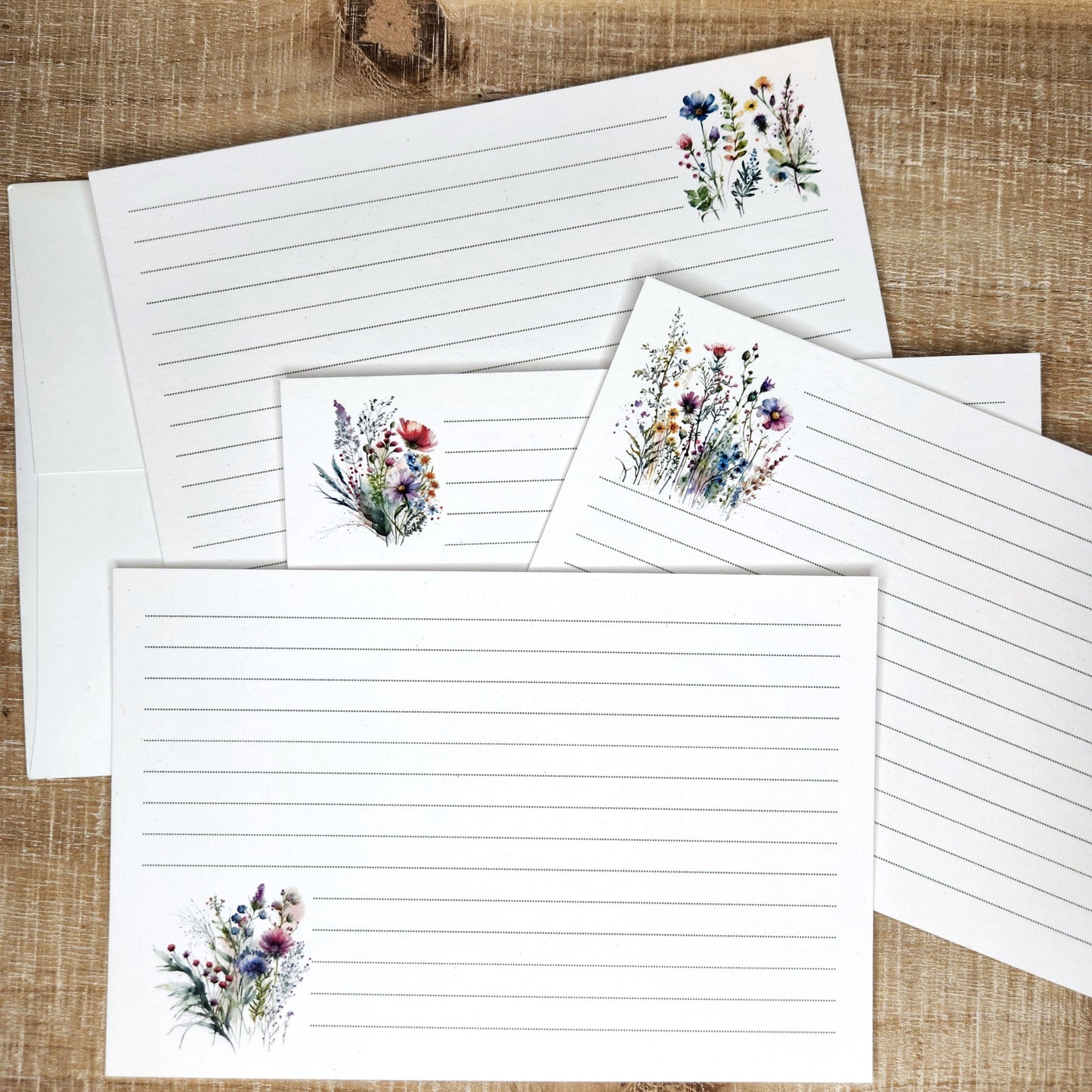 Watercolor Stationery Card Set on Recycled Paper