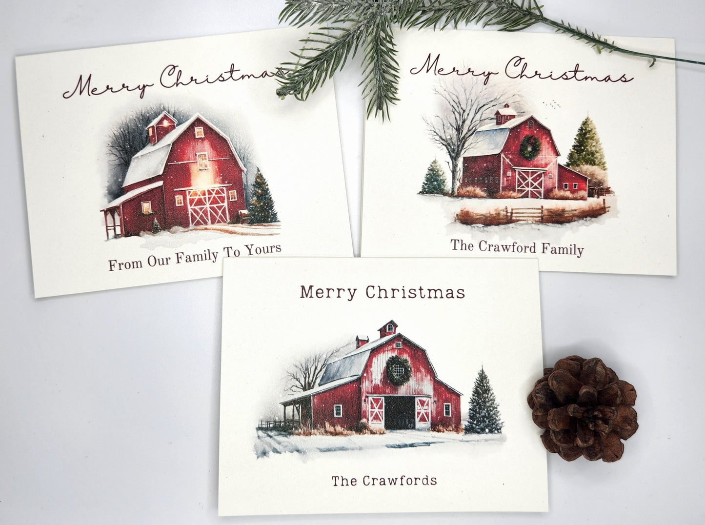 Rustic Barn Christmas - Folded Cards-Personalized