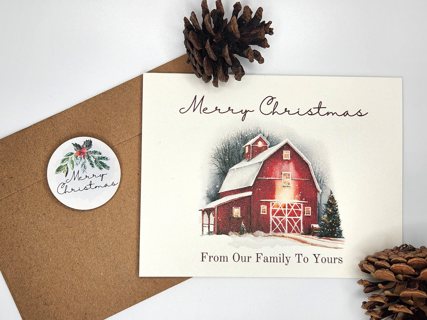 Rustic Barn Christmas - Folded Cards-Personalized