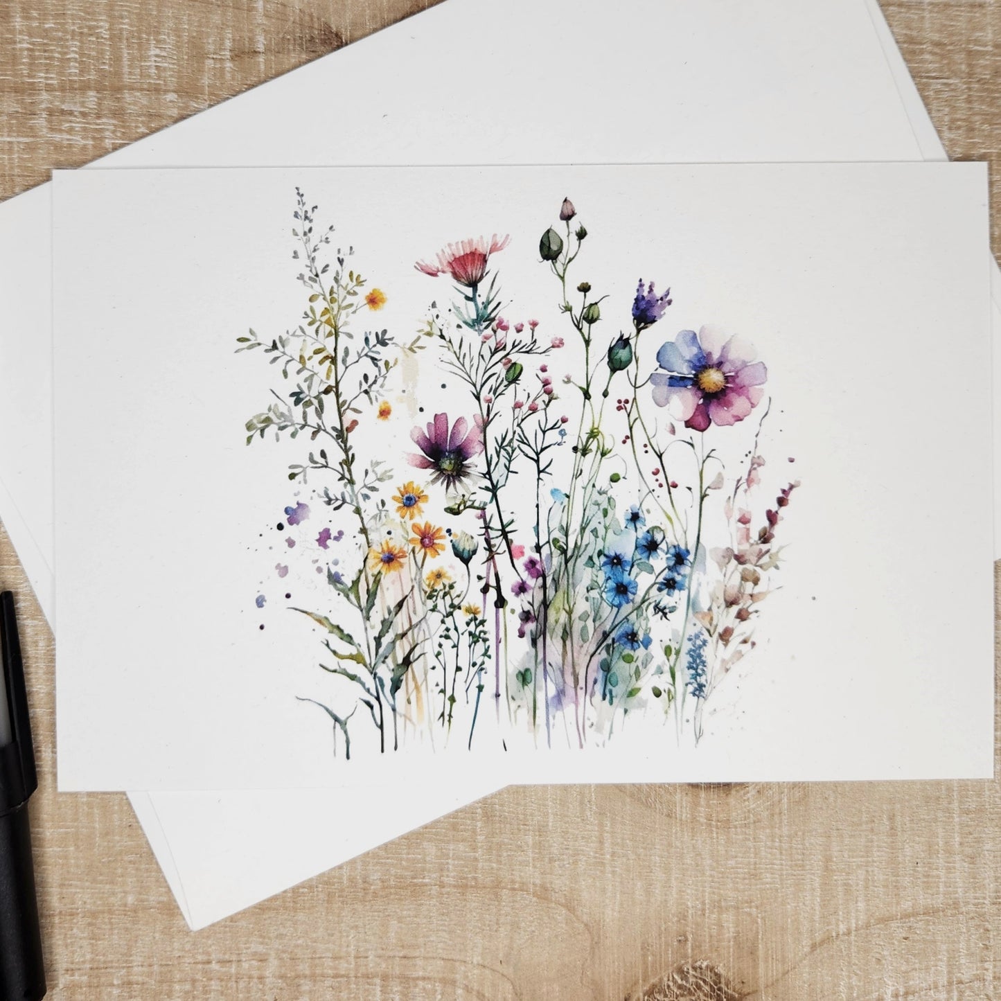 Watercolor Stationery Card Set on Recycled Paper