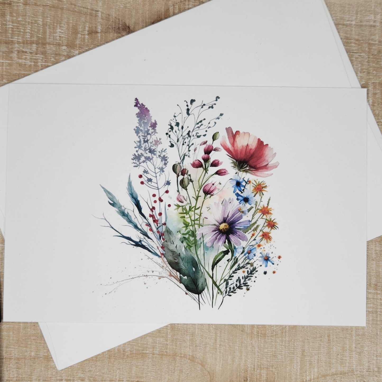 Watercolor Stationery Card Set on Recycled Paper