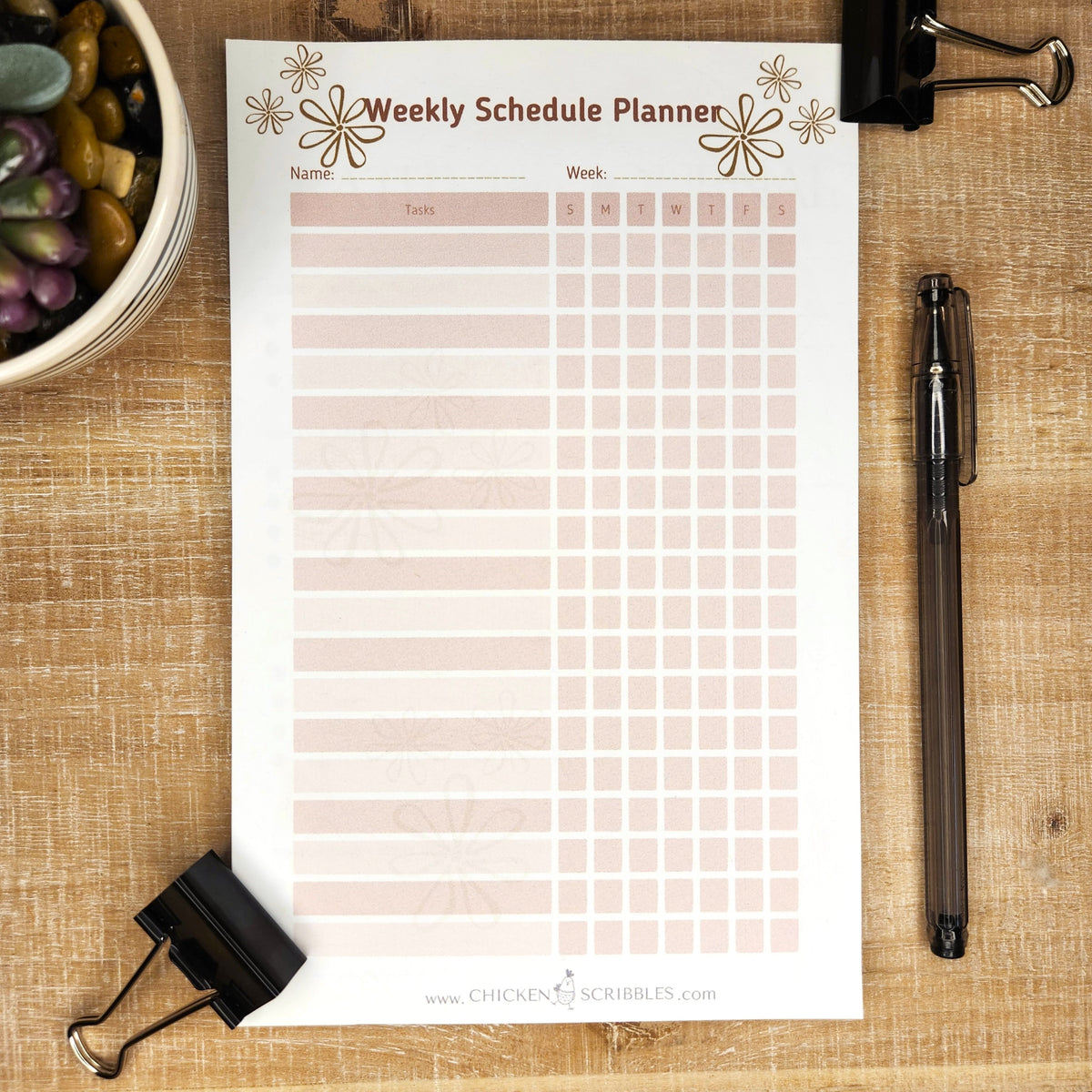 Weekly Schedule Planner Notepad (2 Options) – Chicken Scribbles