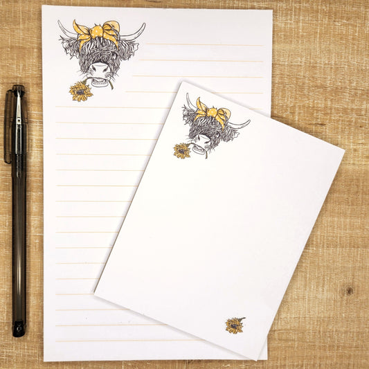 Highland Cow Stationery Set on Sugarcane